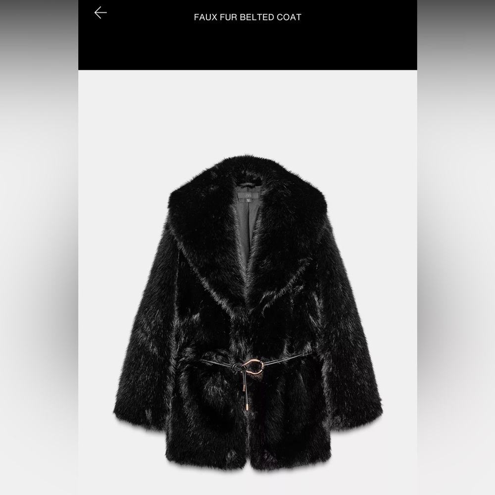 Zara faux fur belted coat